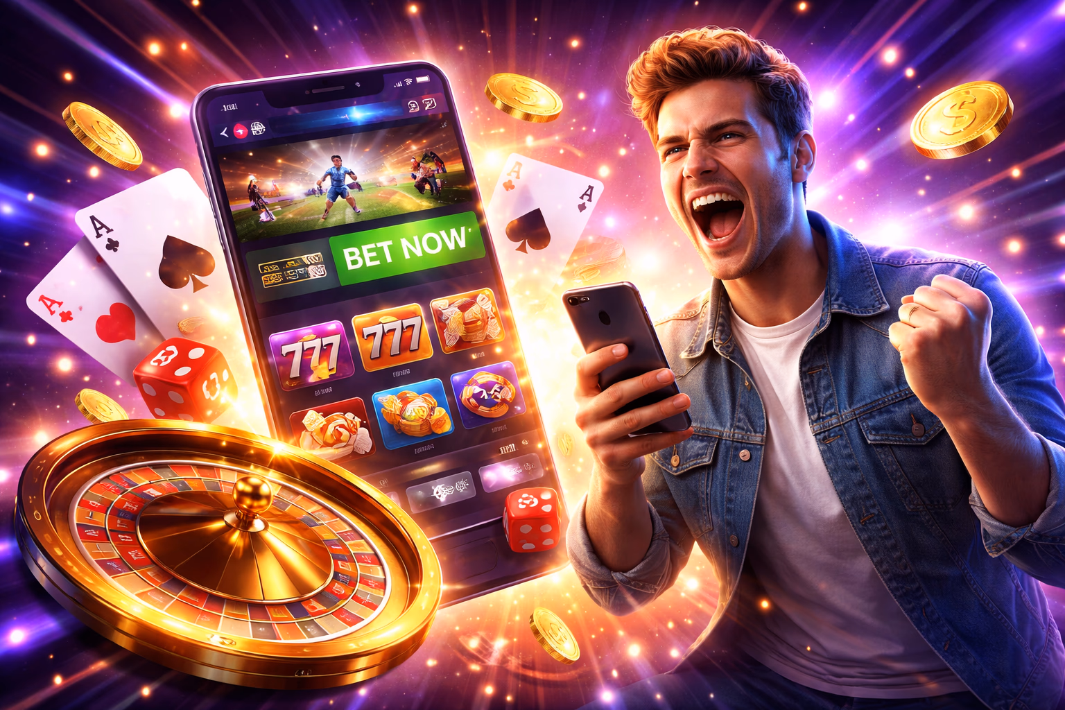 A happy mobile user celebrating a successful Betitor session after joining and playing online in Argentina.
