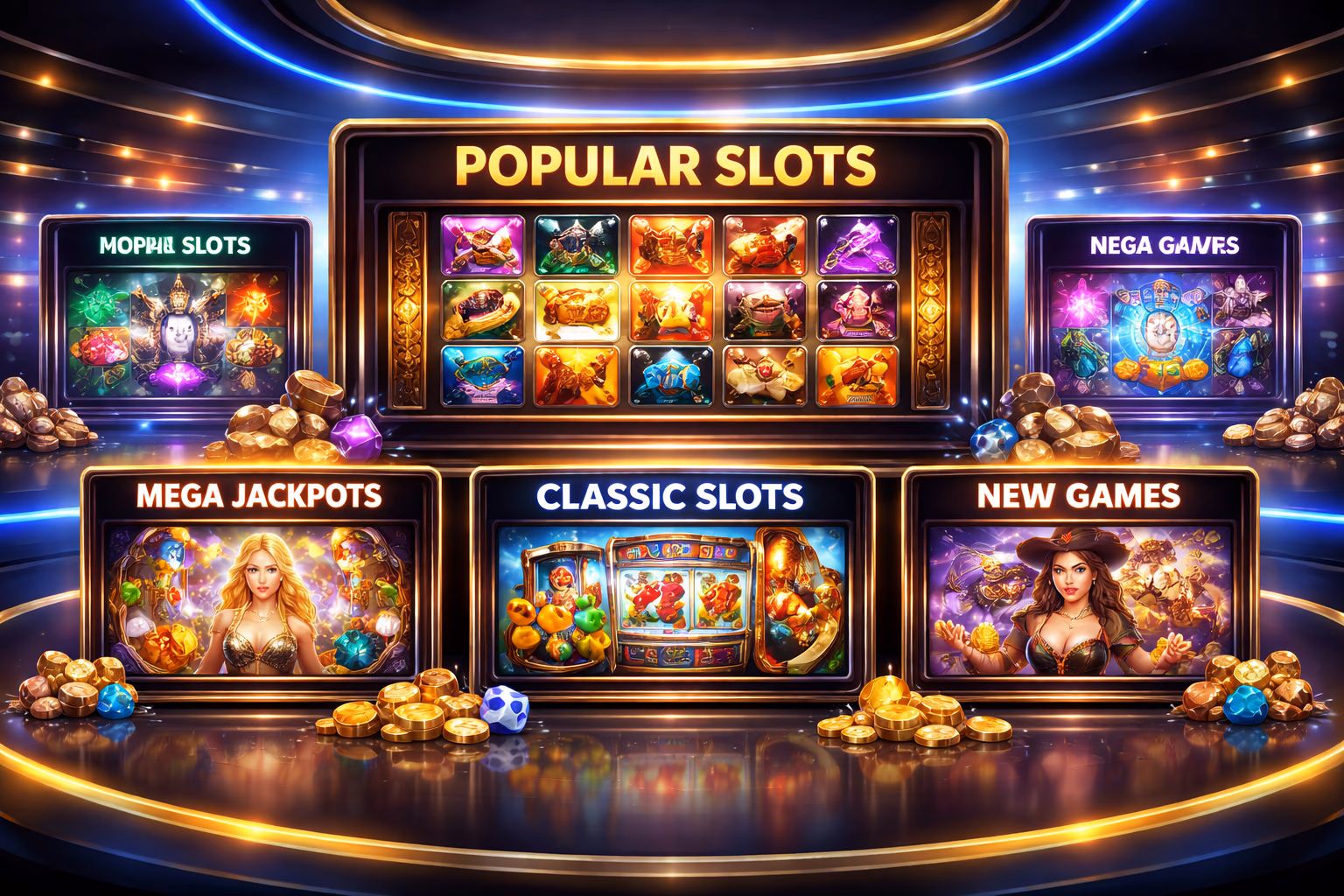 An engaged online player browsing multiple Betitor slot categories with colorful game tiles and reel themes.